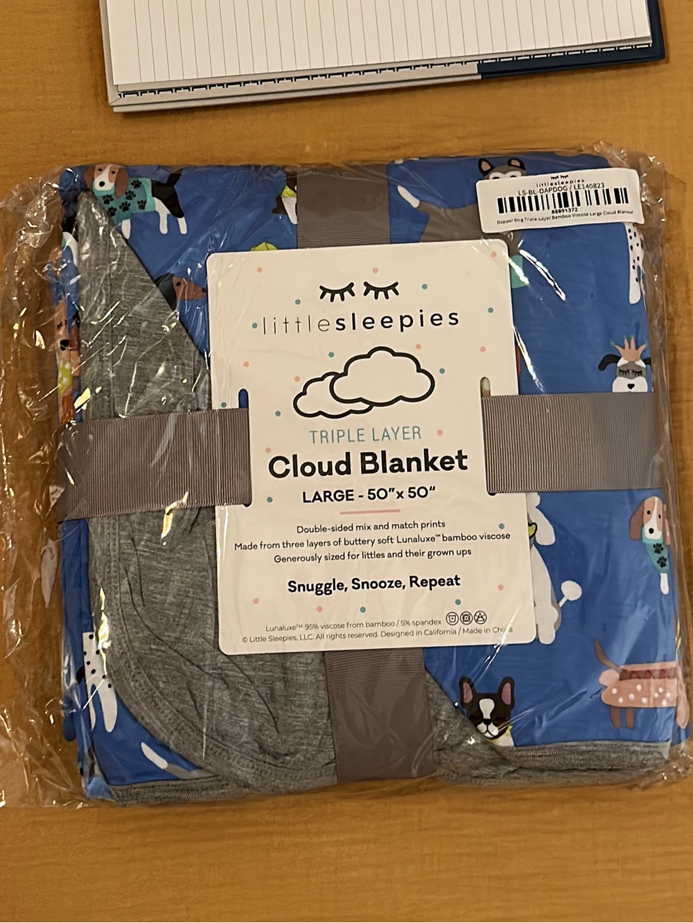 Little Sleepies Dapper Dogs Cloud Blanket - Large NIB